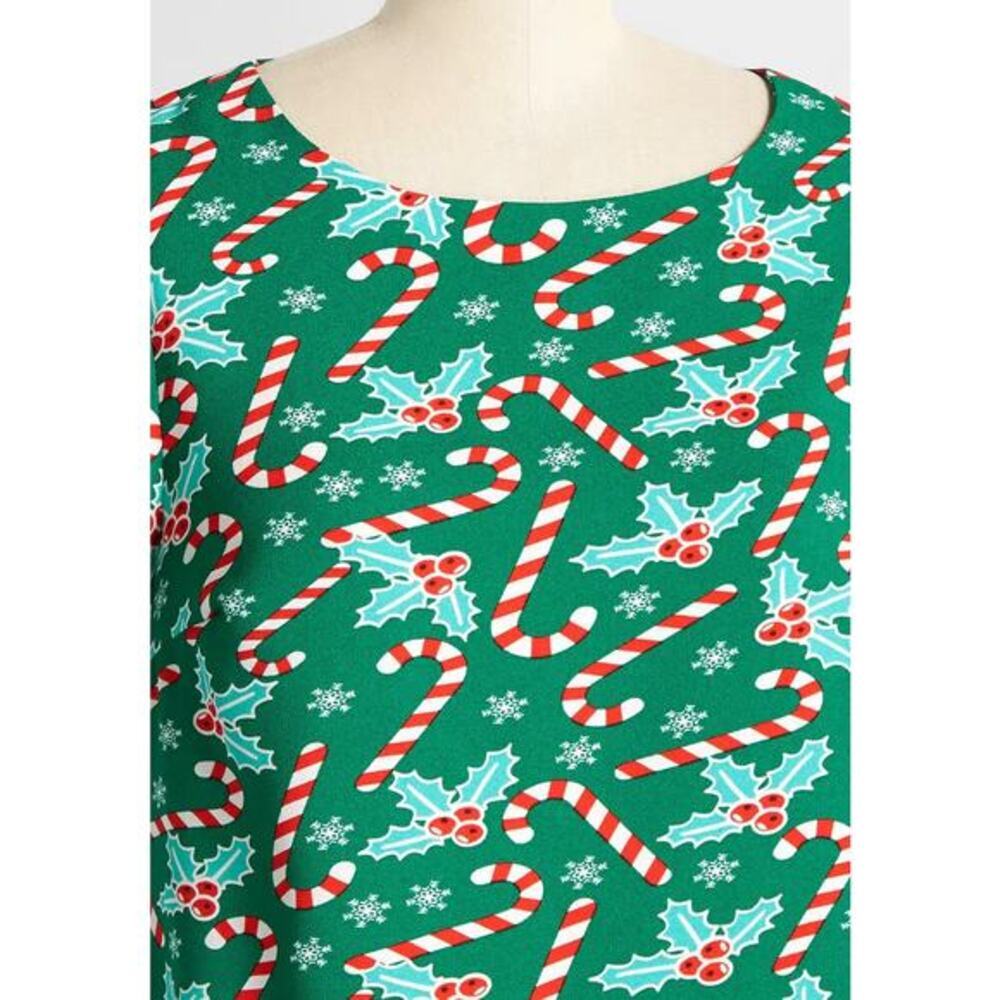 Size XL Extra Large ModCloth T shirt Christmas Short Sleeve Holiday Candy Cane